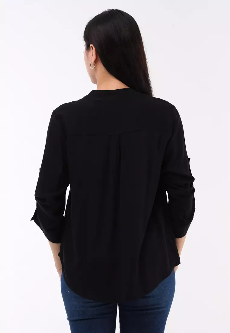 Plain Single Bold Twill 3/4 Blouse