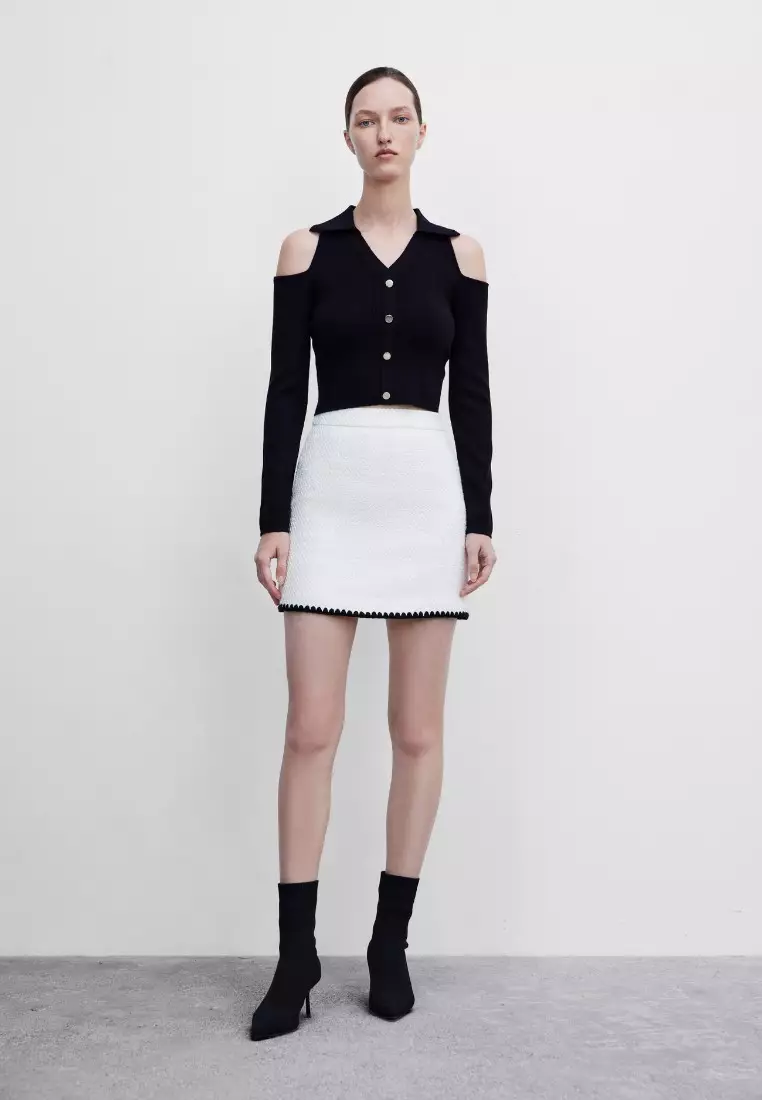 High waisted outlet winter white skirt