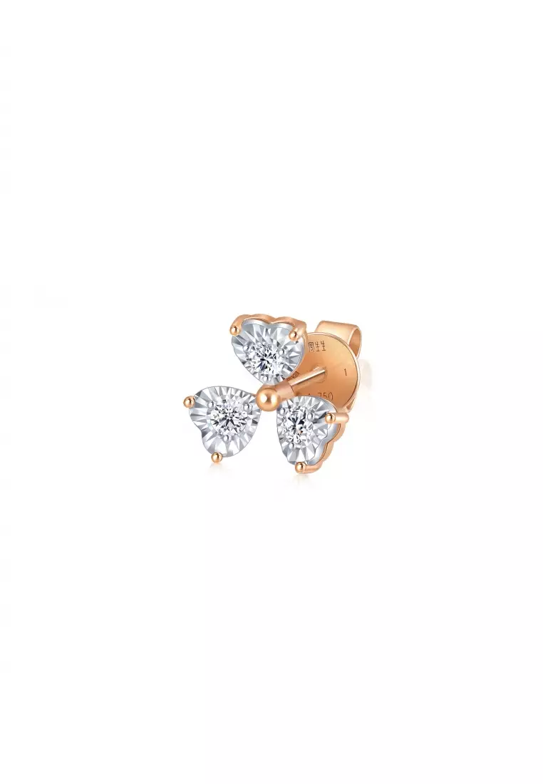 18K White & Rose Gold Stud Earring for Women 93031E (Sold Single Not Pair)