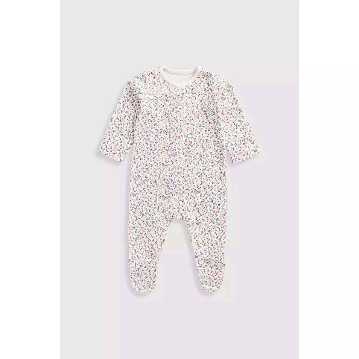 Mothercare Ditsy Floral Baby Sleepsuits - 3 Pack - Baju Tidur Anak Perempuan (Pink)