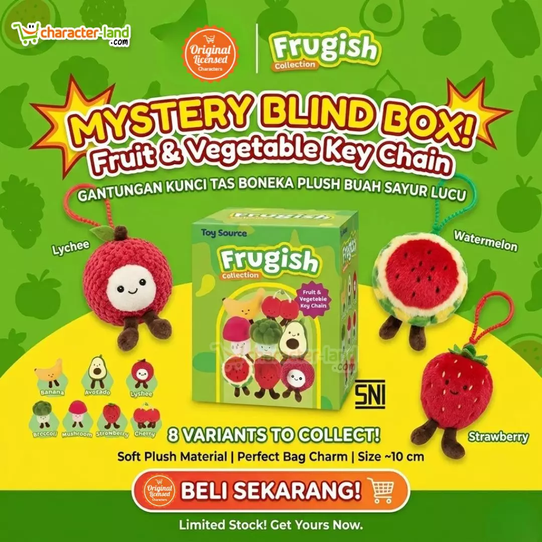 Mystery Blind Box Frugish Collection - Gantungan Kunci Tas Boneka Plush Buah Sayur Lucu 10cm