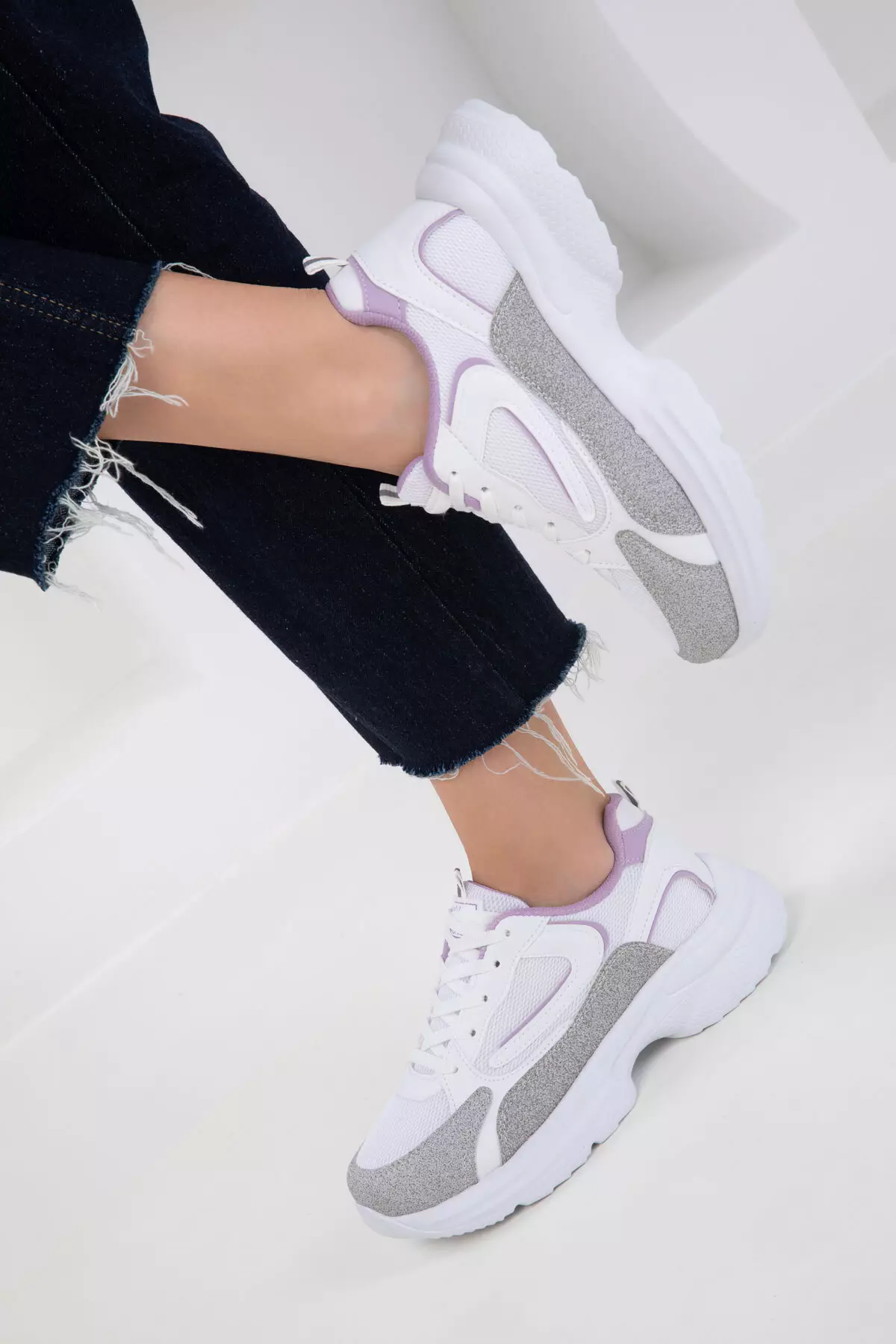 White-Lilac Women's Sneaker 20413