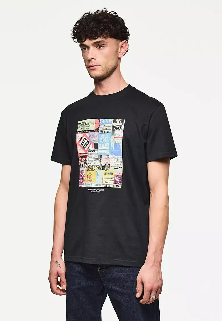 MENS BLACK PASSES GRAPHIC TEE