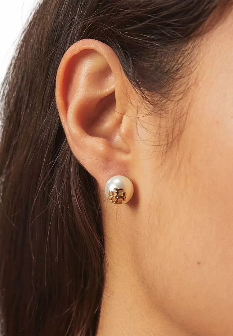 Buy Tory Burch TORY BURCH Crystal-Pearl Stud Earring Ivory