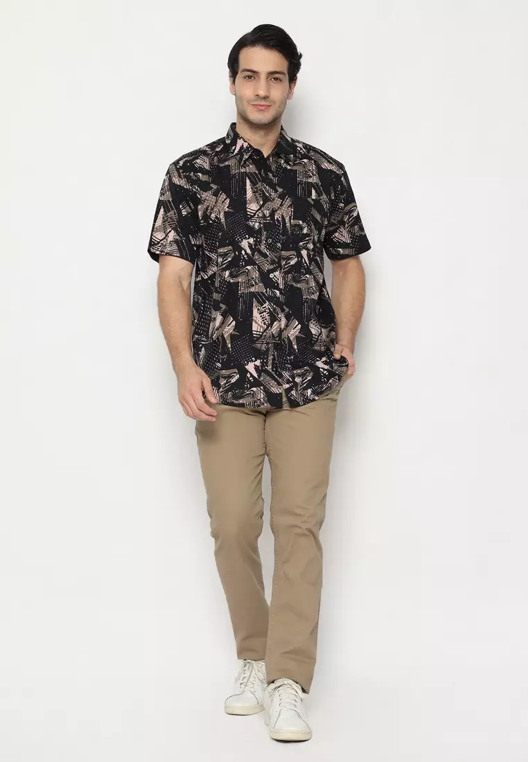 POLICE Kemeja Printing Cotton Tencel Regular Fit Pria