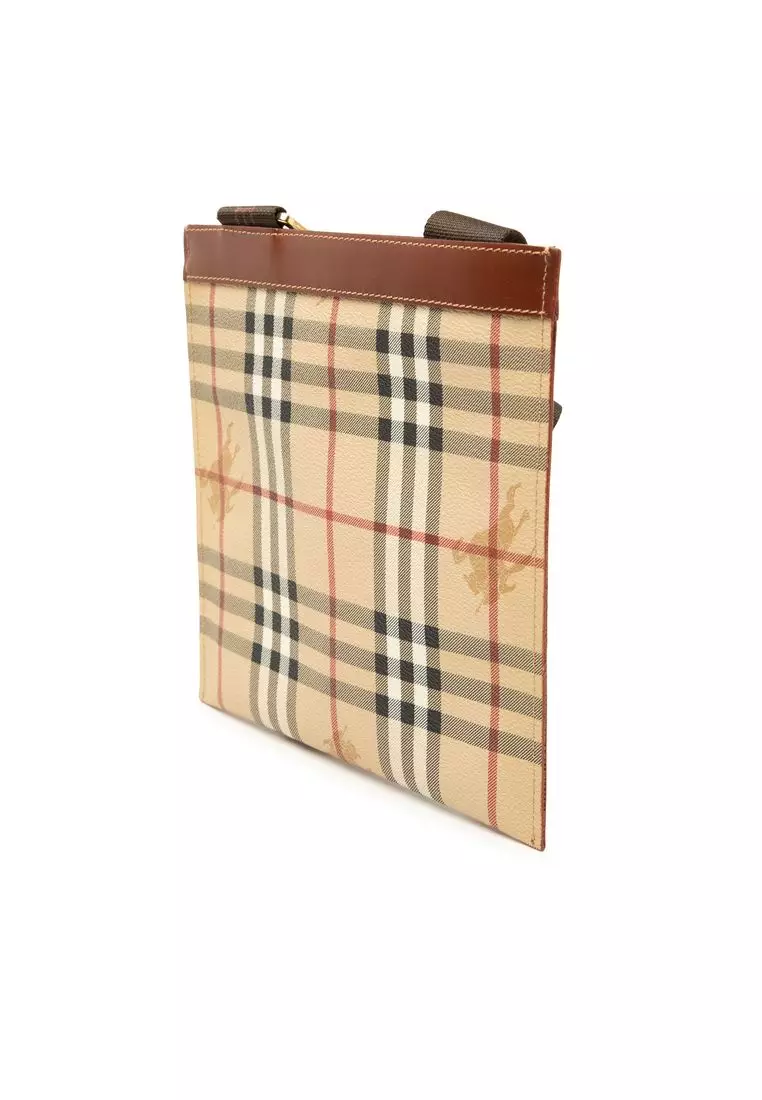 Pre-Loved Burberry Haymarket Check Coated Canvas Crossbody