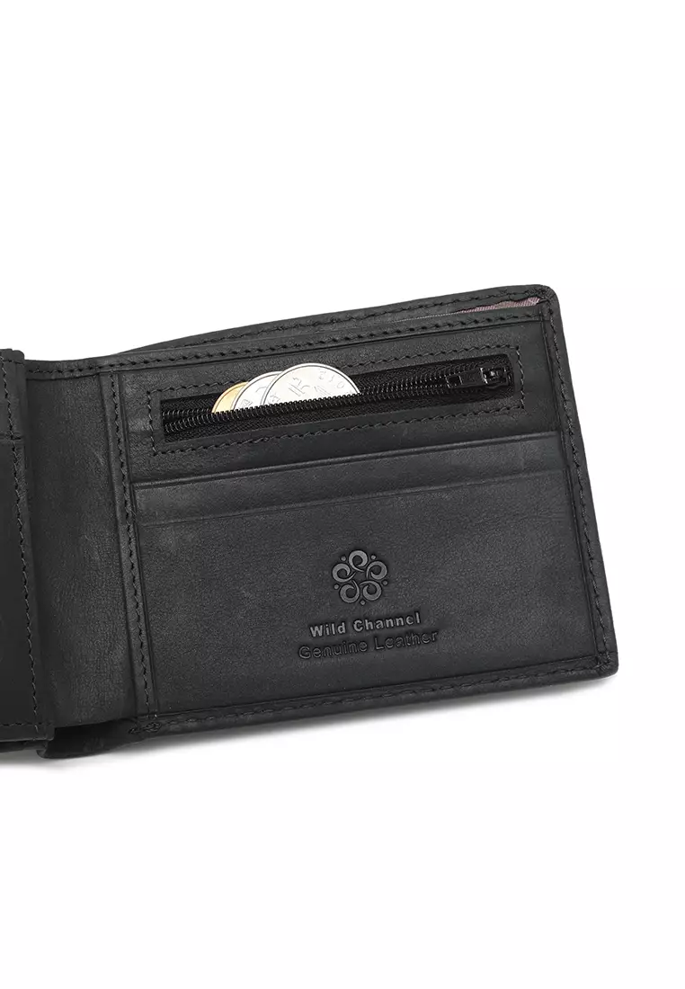 Men's Genuine Leather RFID Blocking Bi Fold Wallet