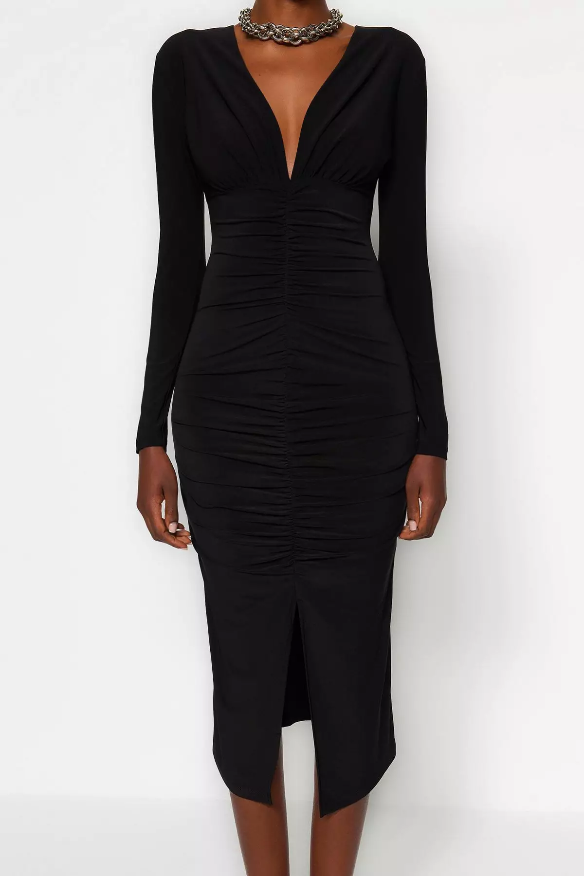 Ruched Slit Dress