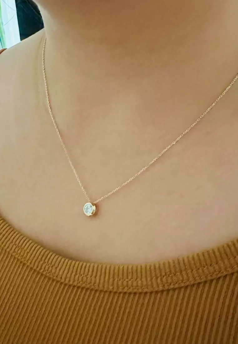 Large Bezel  Necklace 14k Gold