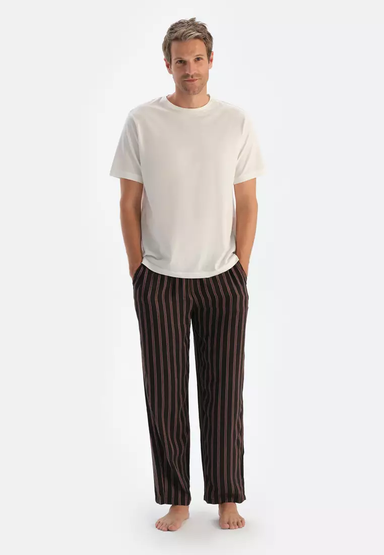 Buy DAGİ Brown Woven Bottom Trousers, Striped, Regular Fit