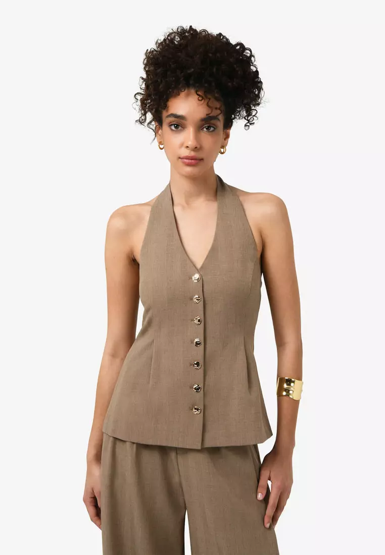 Lola Halter Neck Peplum Vest