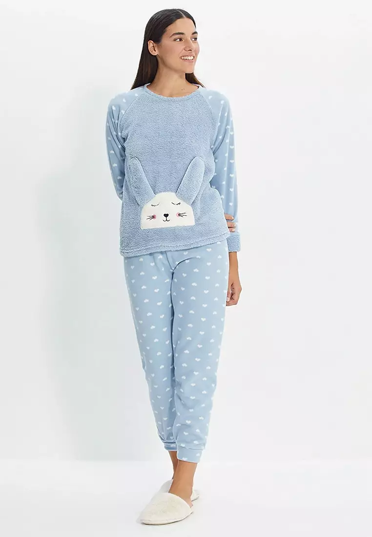 Sude HOMEWEAR Powder Women's Fleece Pajama Set - Trendyol