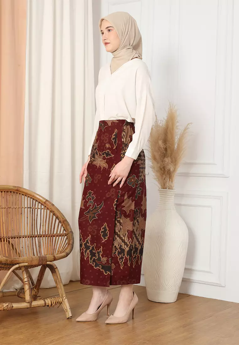 Enzy Batik Rok Batik Anargya - Maroon
