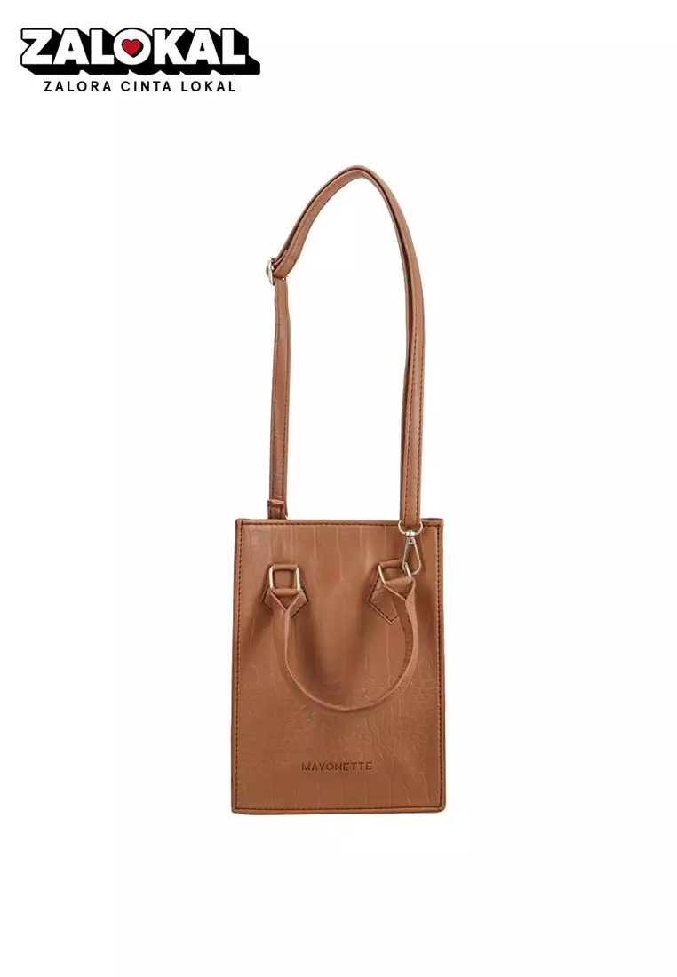 MAYONETTE Mikyong Croco Sling Bag - Tas Selempang Wanita Terbaru Korean Style 2021 - Brown