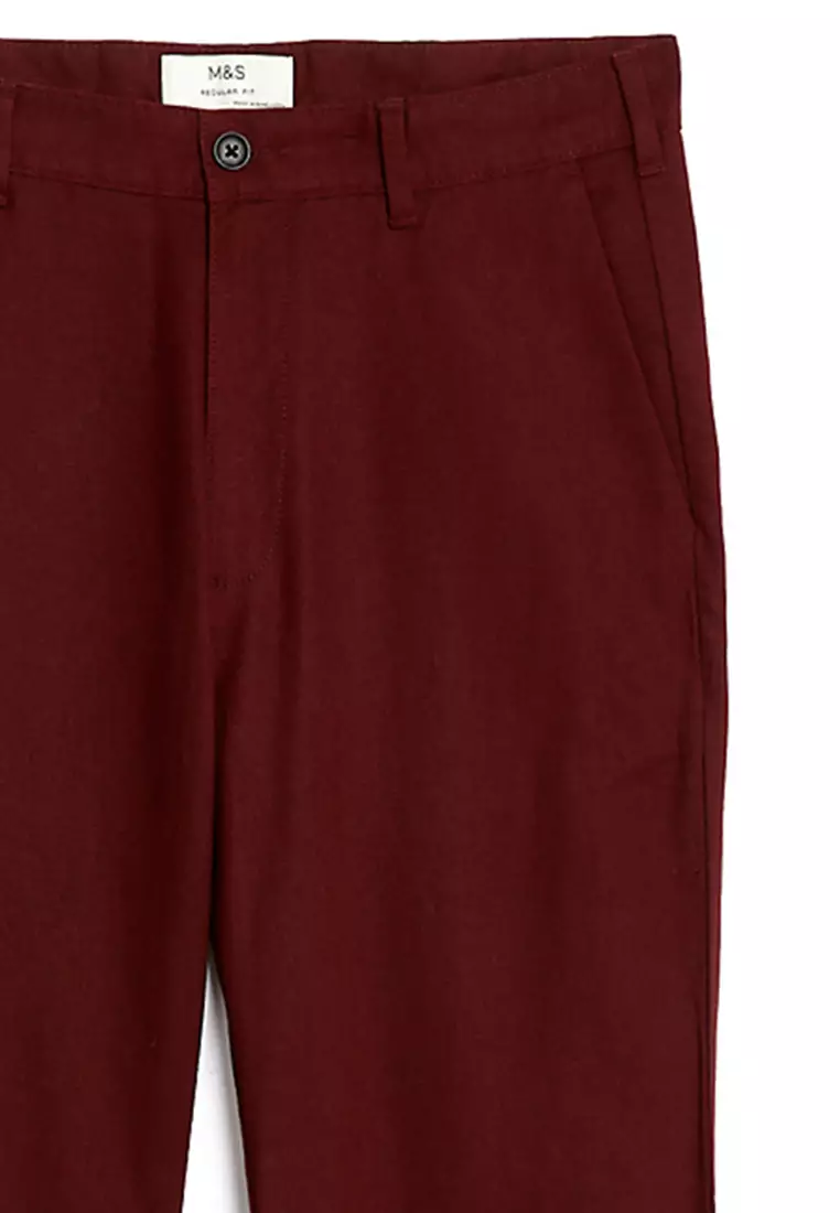 Regular Fit Linen Blend Trousers