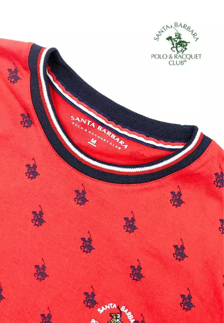 Plain Shirt for Men with Embroidered Logo on Chest - Red
