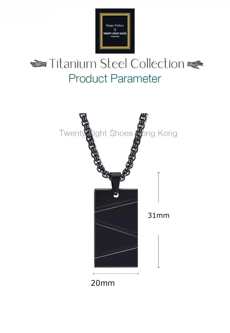 Titanium Steel Rectangle Bar Pendant Necklace JW QX-1927