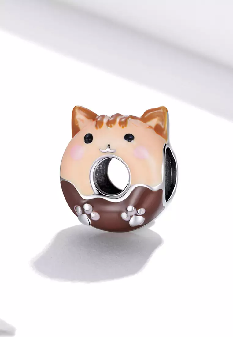Solid 925 Sterling Silver Cutie Cat Pandora Inspired Charm
