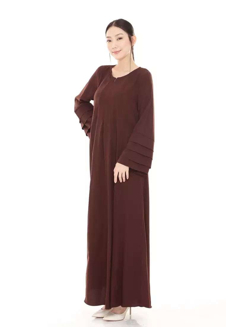 Laura Abaya Modern Layer Sleeves Loose Style in Dark Brown