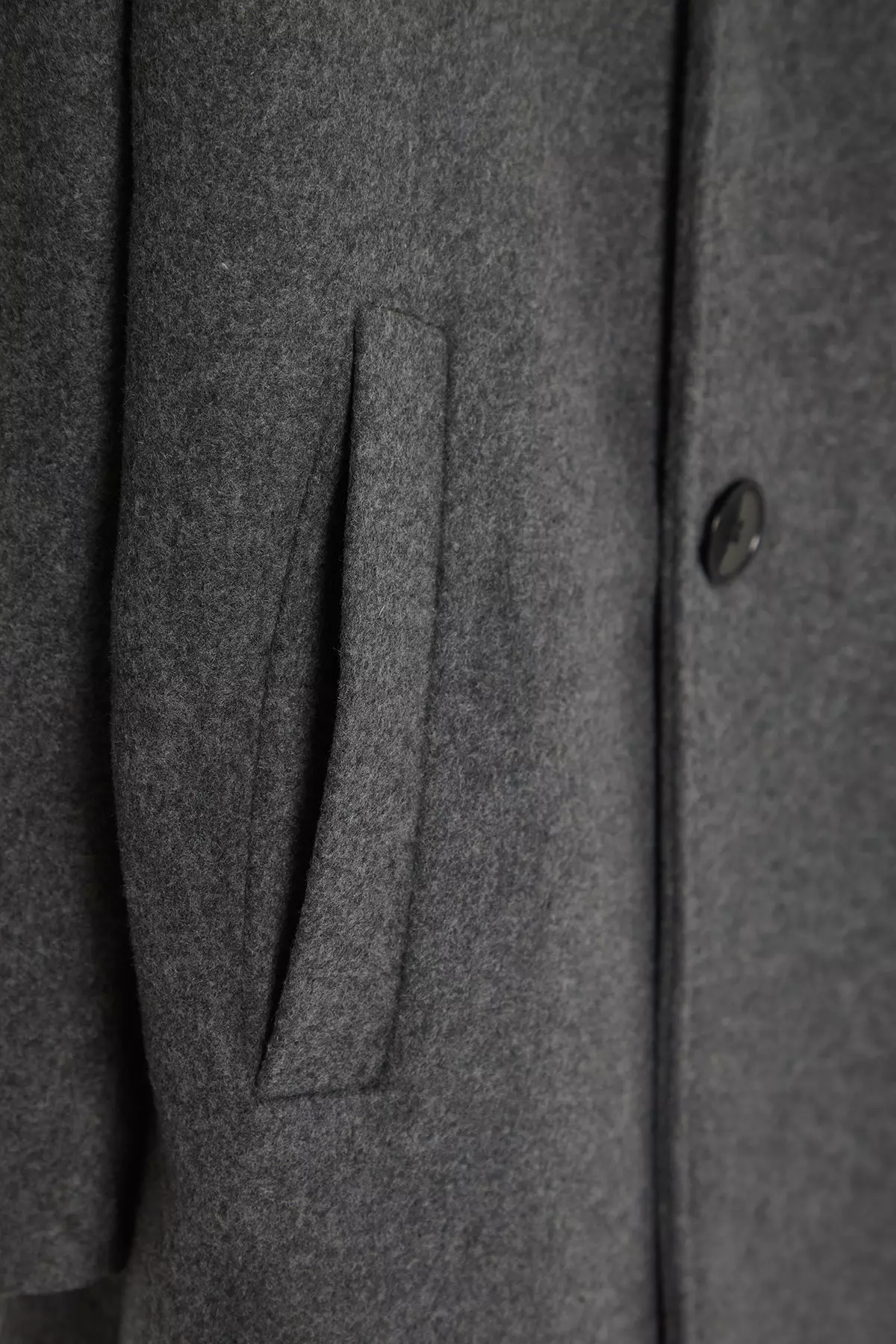 Long Anthracite Stamp Winter Coat - Double Breasted Loose Fit Tmnaw23Kb00003