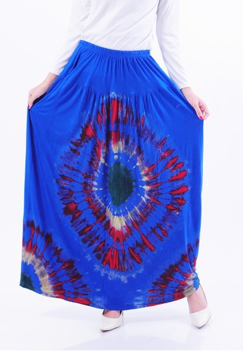 Imperial Maxi Skirt Tye and Dye-Blue Red