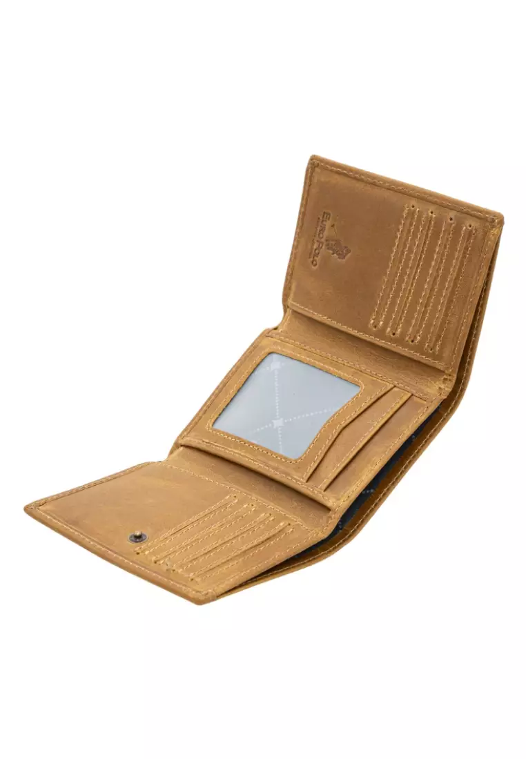 Euro Polo Men's Crazy Horse Leather Tri-Fold ID Wallet EWB 40361