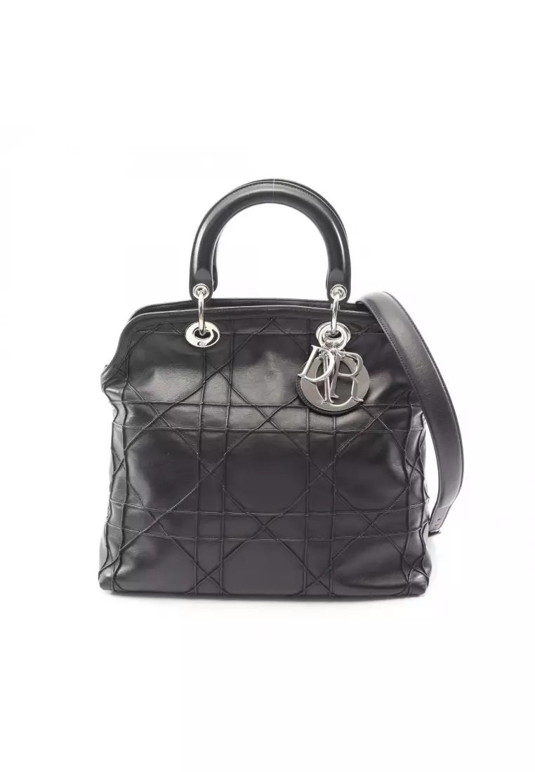 Pre-Loved Christian Dior Granville Canage 2WAY Handbag leather black