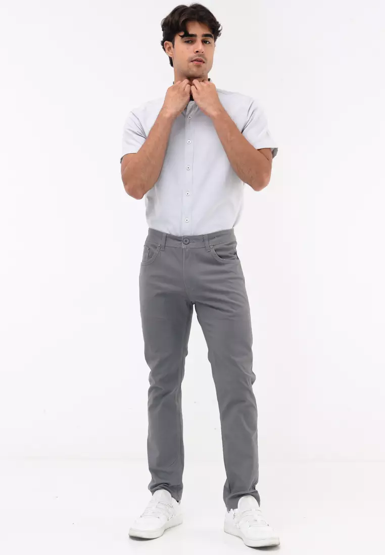 Colored Long Pants Slim Tapered Stretch