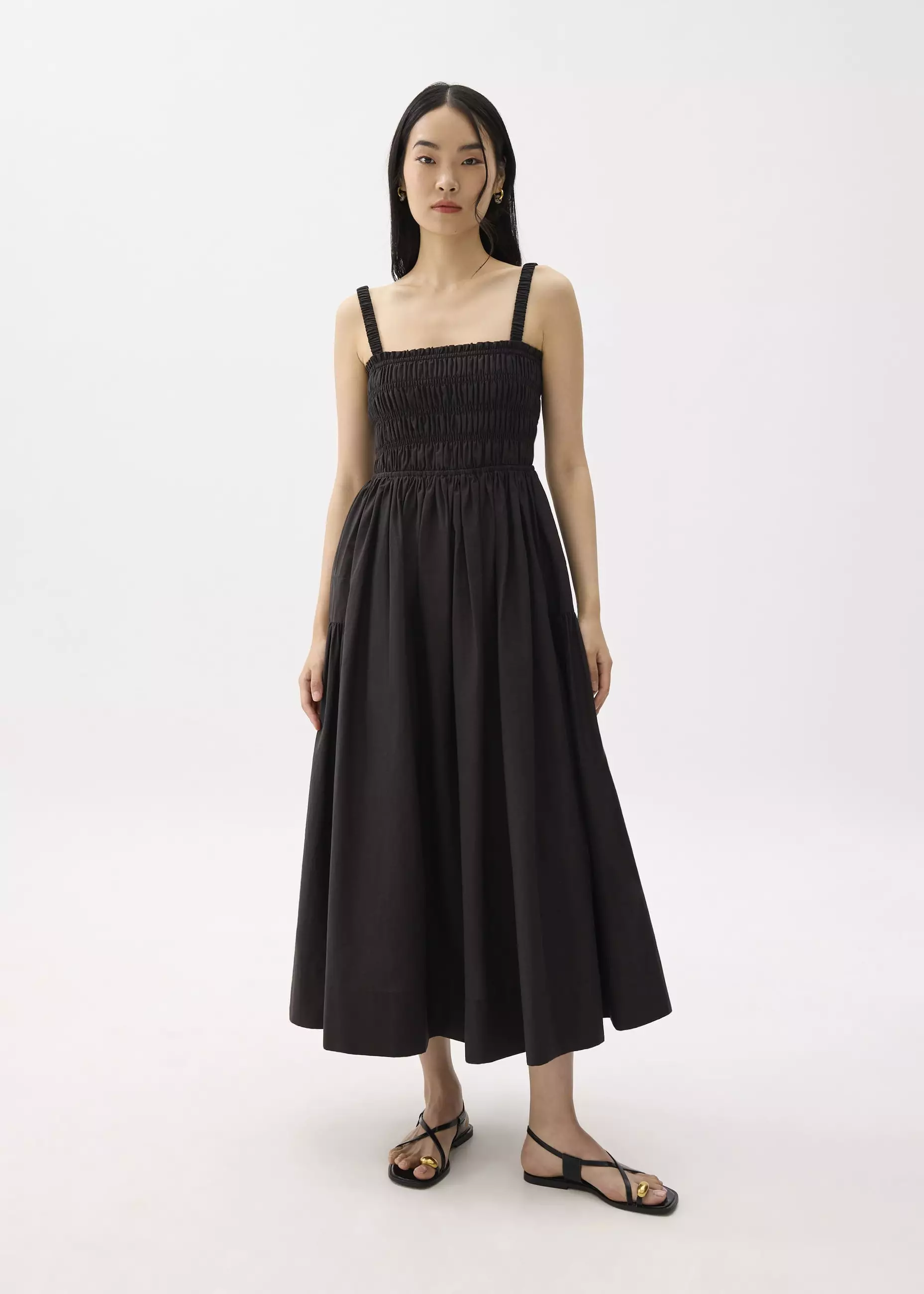 Jual Love, Bonito Dress Wanita Cotton Smocked Fit Flare Maxi