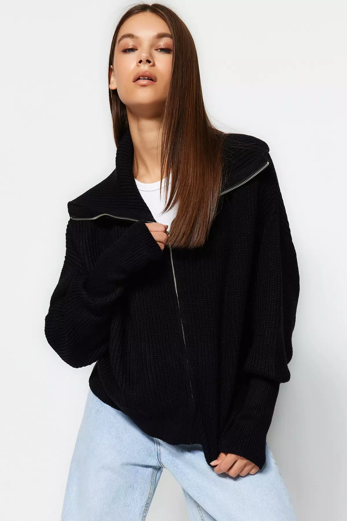 Zip Neck Knit Sweater