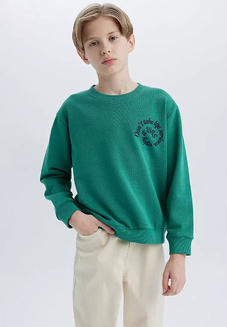 Crew Neck Back Printed Sweatshirt