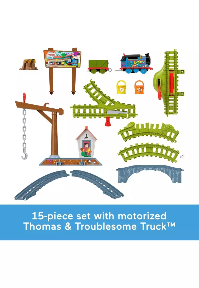 ​Motorized Toy Train Set Paint Delivery with Thomas & Troublesome Truck for Pretend Play Preschool Kids Ages 3+ Years