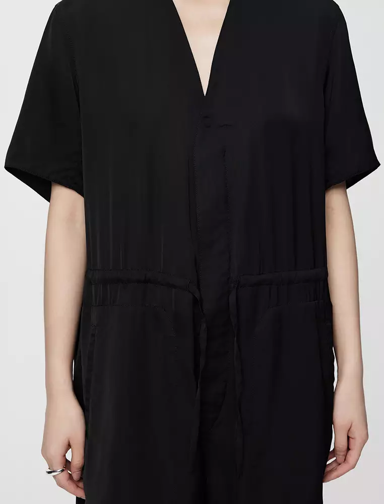 V-Neck Short Sleeve Jumpsuit