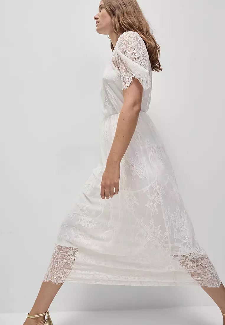 Lace Round Neck Midi Column Dress