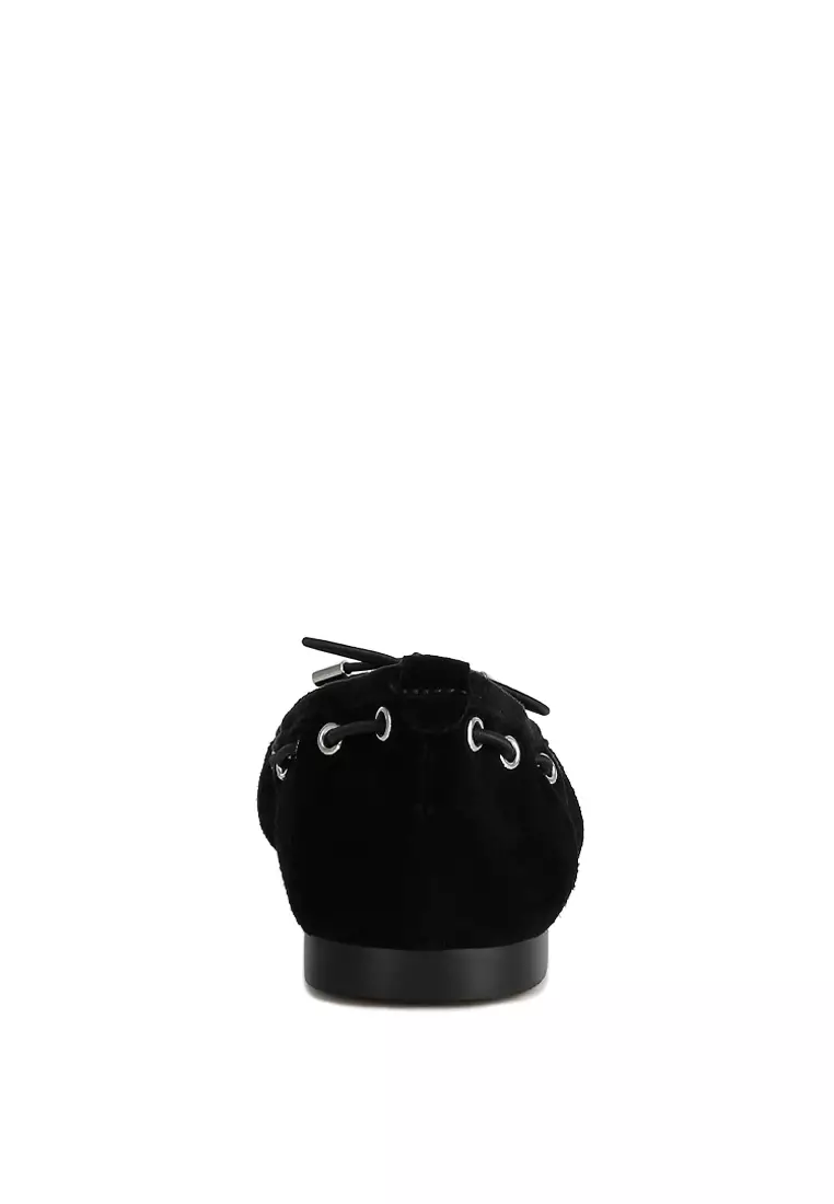 Black Micro Suede Bow Ballerinas