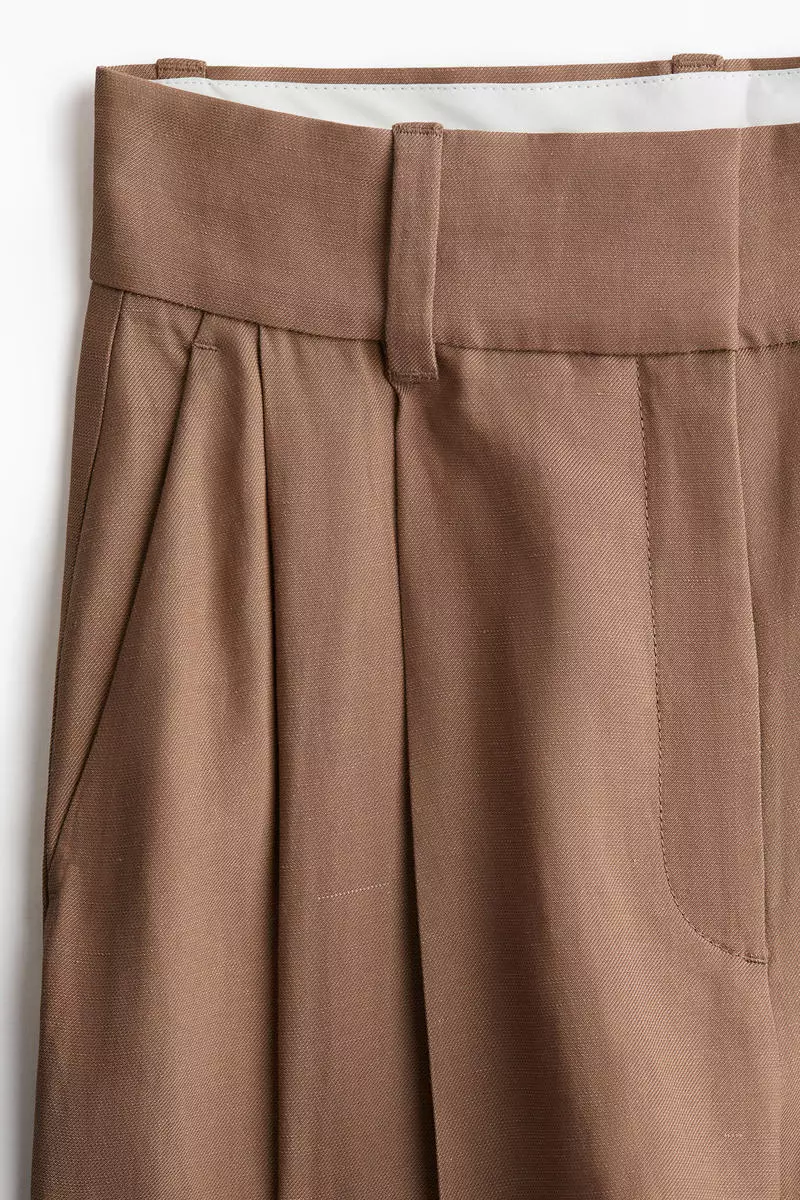 Wide linen-blend trousers