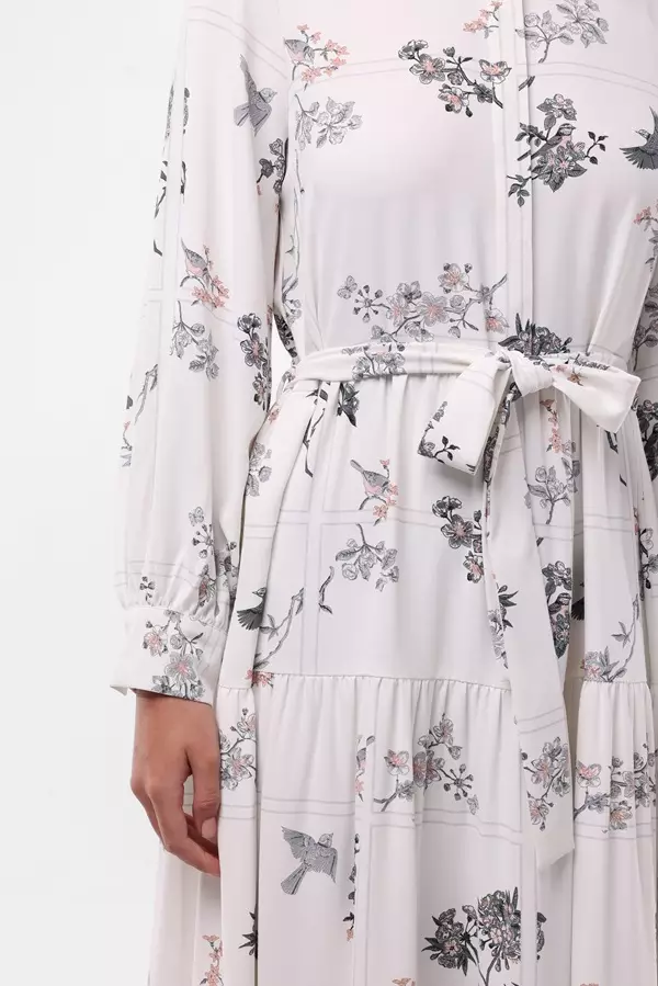 Minimal Magnolia Maxi Floral Dress - Light Beige