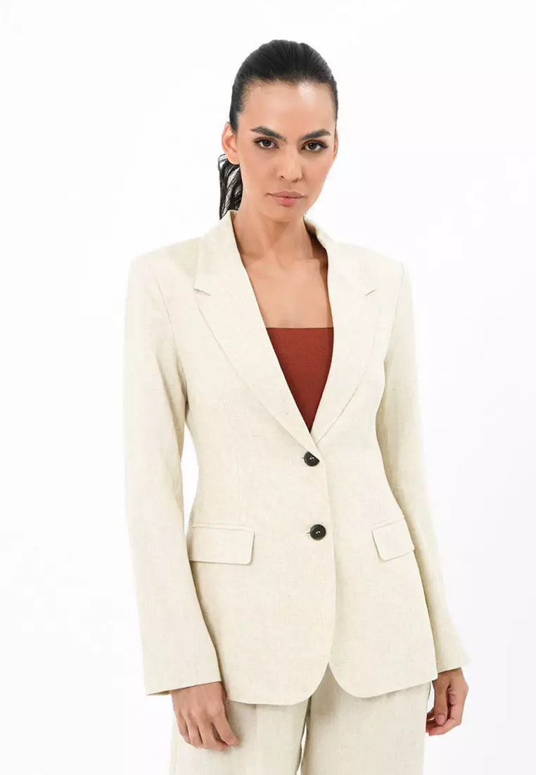 Buy FORCAST FORCAST Lilit Linen Chambray Blazer 2024 Online