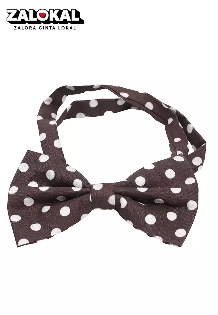Dasi kupu Bowtie Coklat Polka A19