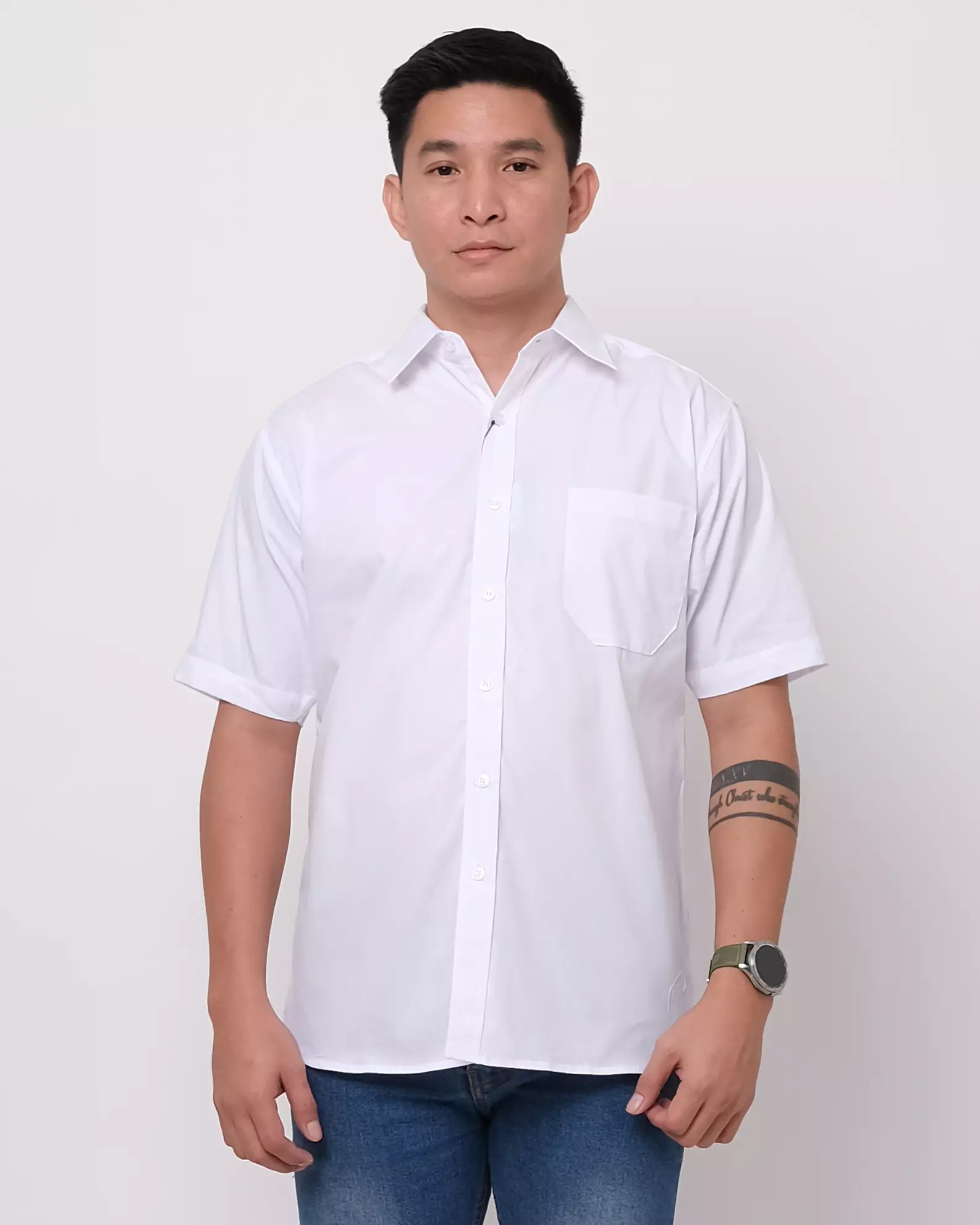 Andre Michel Kemeja Lengan Pendek Putih Polos 16755