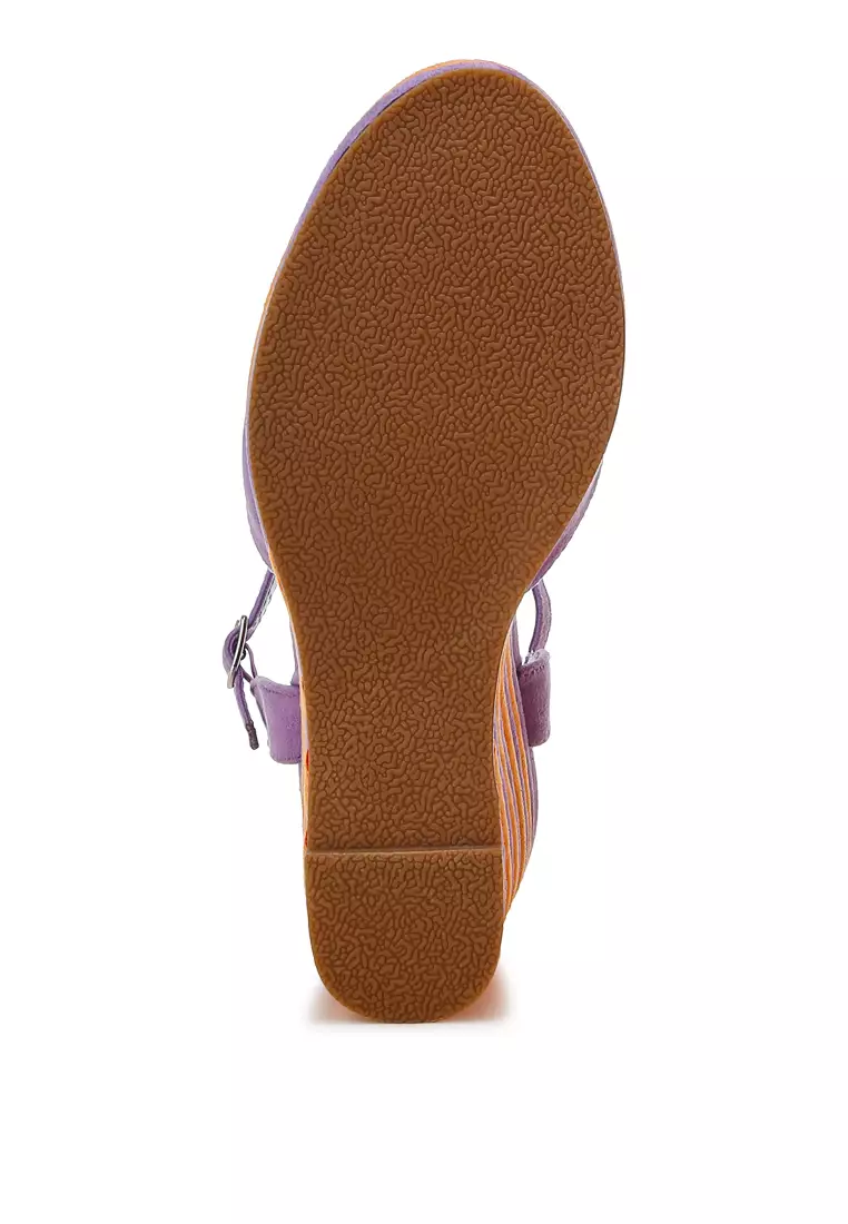 Dual Tone Wedge Sandals in Purple