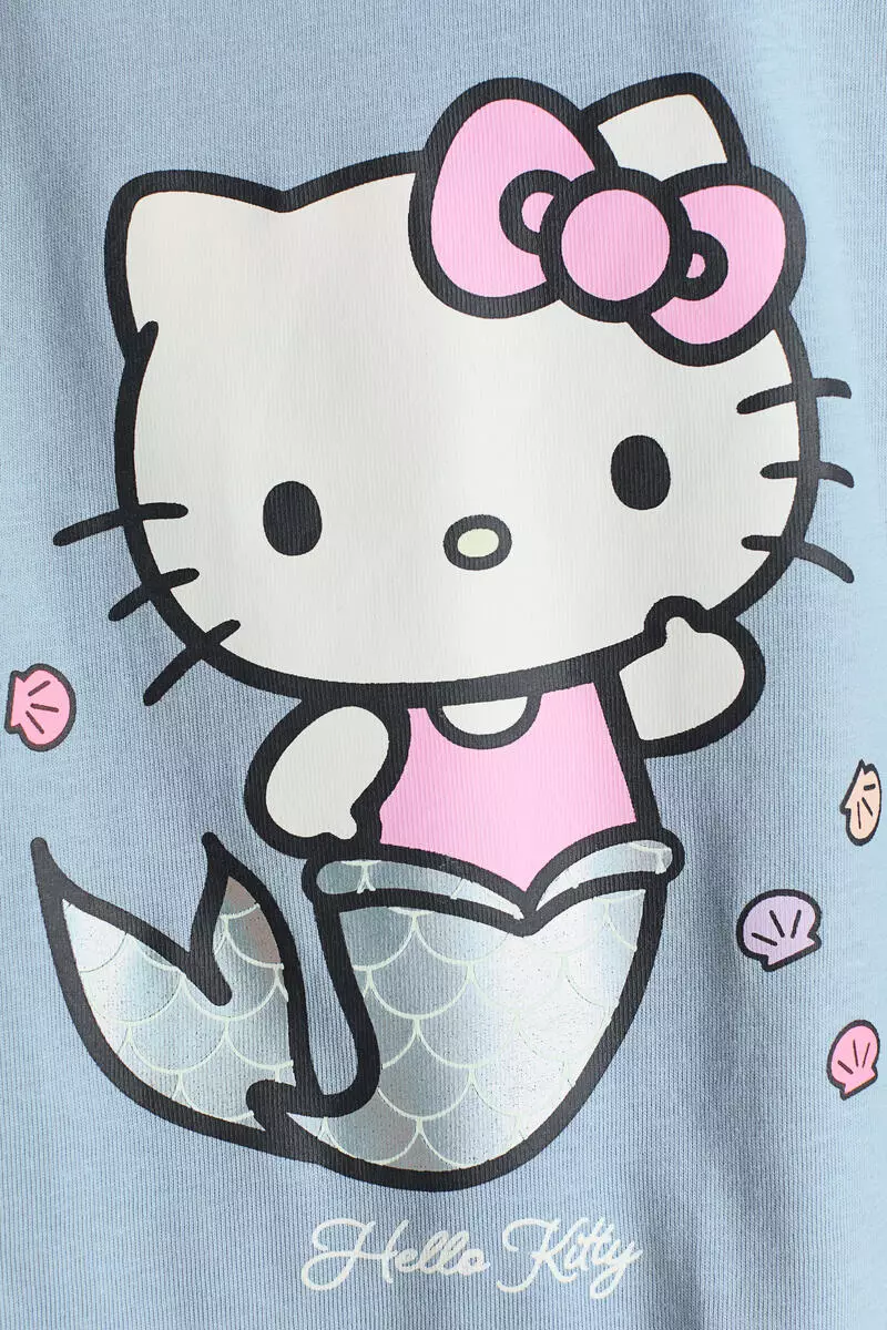 Print-motif cotton T-shirt