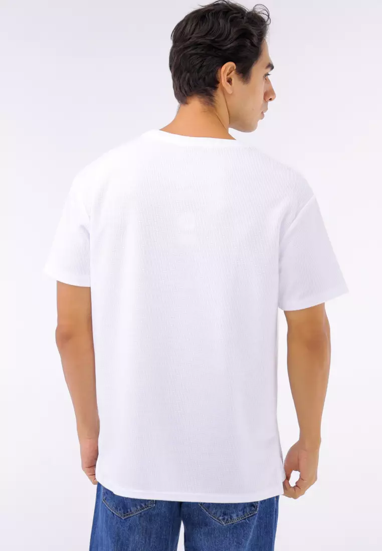 Round Neck Waffle Tee Short Sleeves