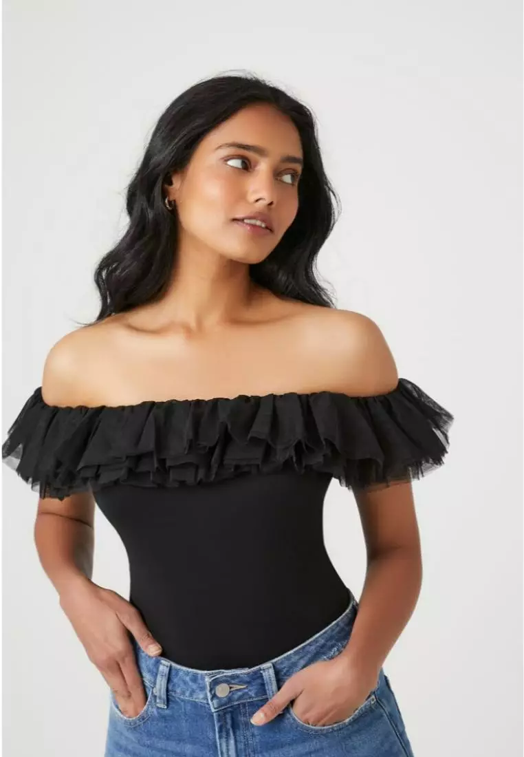 Get in Your Head One Shoulder Ruffle Bodysuit