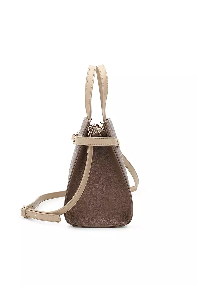 Women's Top Handle Bag / Sling Bag / Crossbody Bag / Shoulder Bag - Dark Brown / Apricot