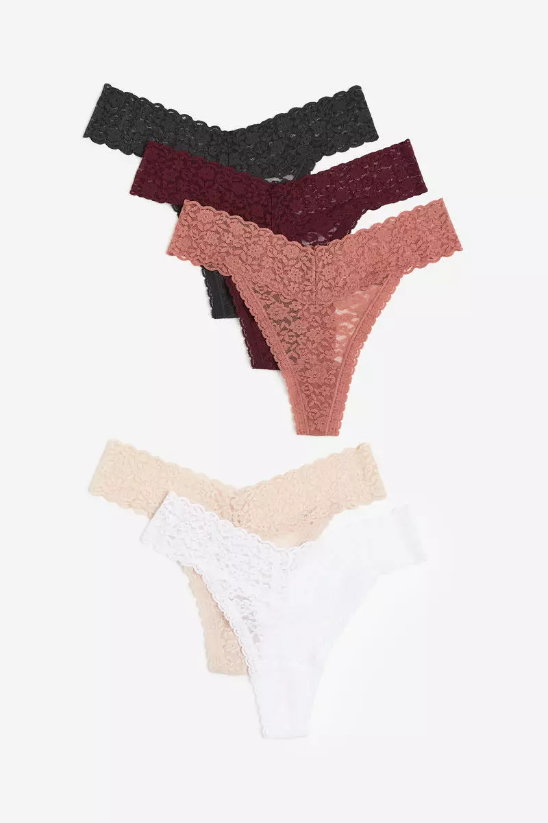Buy H&M 5-pack lace thong briefs 2024 Online