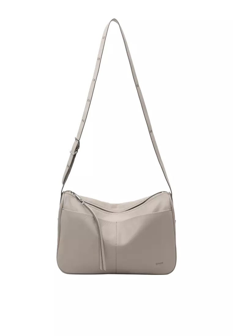 Slip Pockets Shoulder Bag - Almond