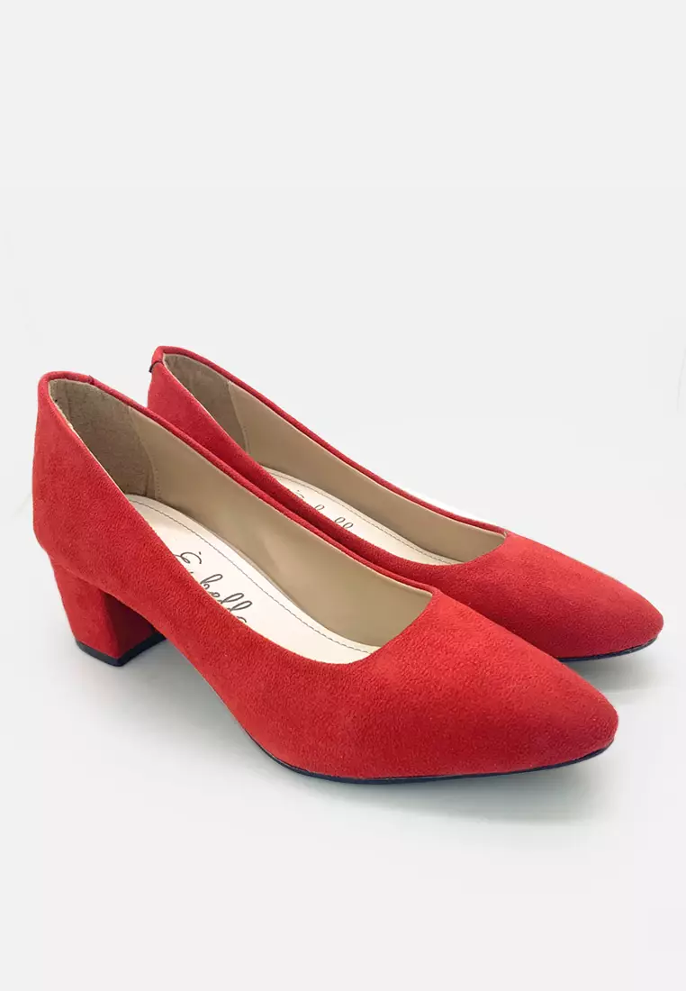 Blanche Pointed Toe Pumps Sepatu Block Heels Wanita
