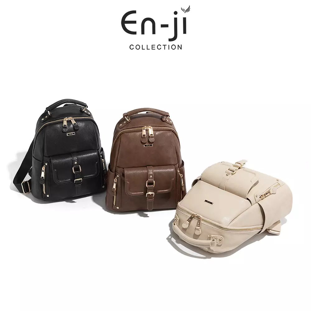 En-ji Yobum Backpack Wanita Warna Cream