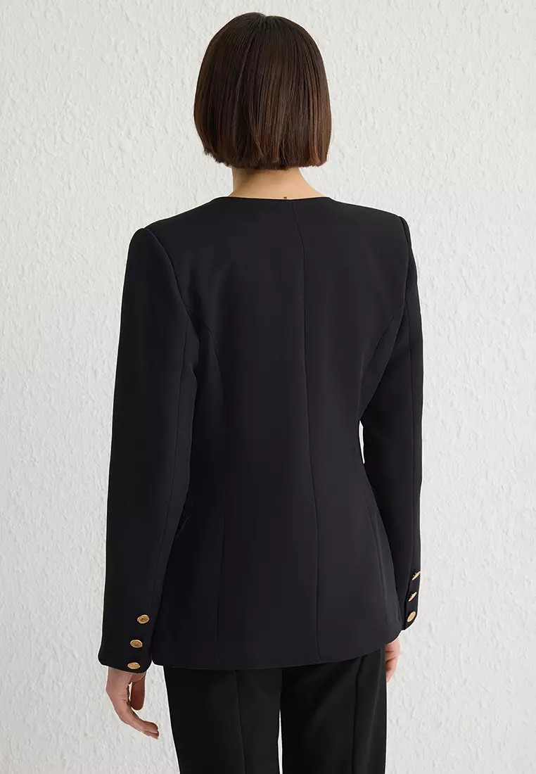 V Neck Double Breasted Blazer